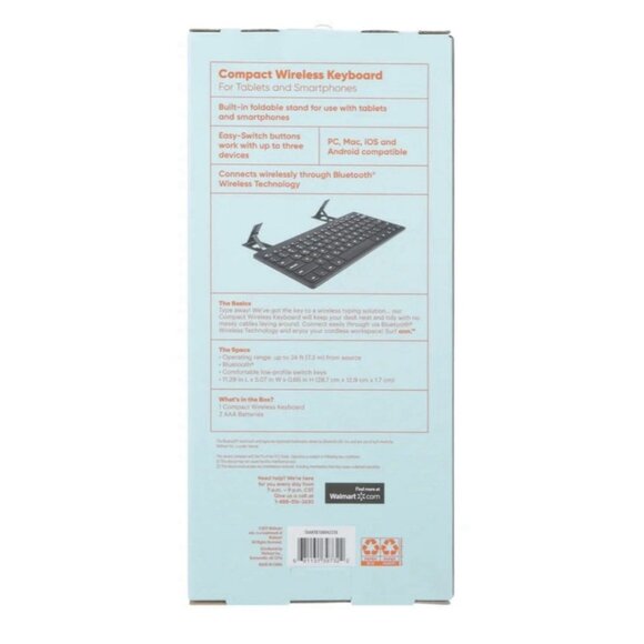 Surf ONN Compact Wireless Bluetooth Keyboard for Smartphone & Tablets, New - Picture 2 of 12